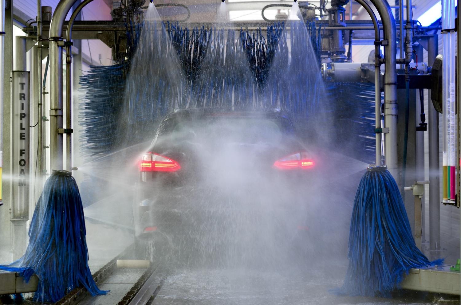 Tesla vehicle receiving care at the best Tesla car wash Katy TX